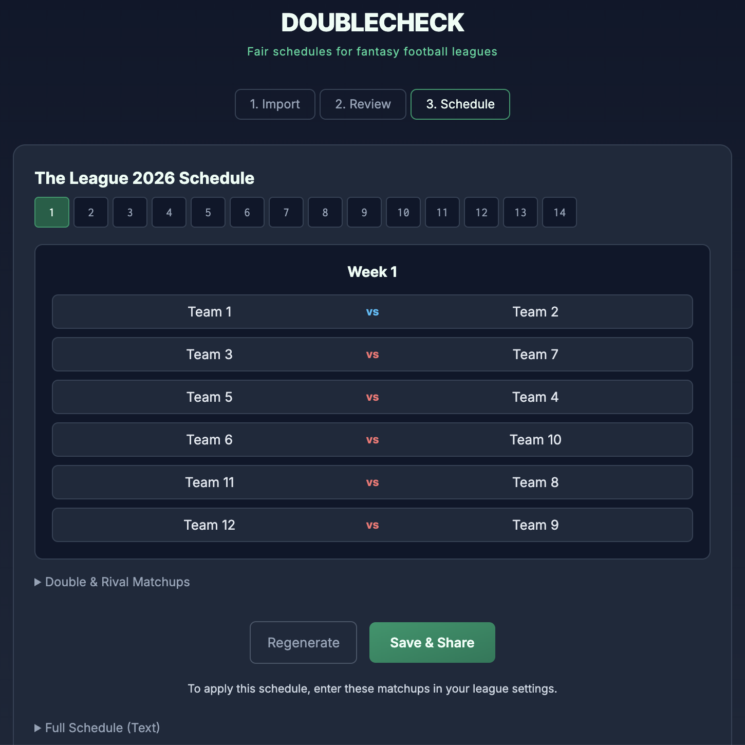DoubleCheck schedule view